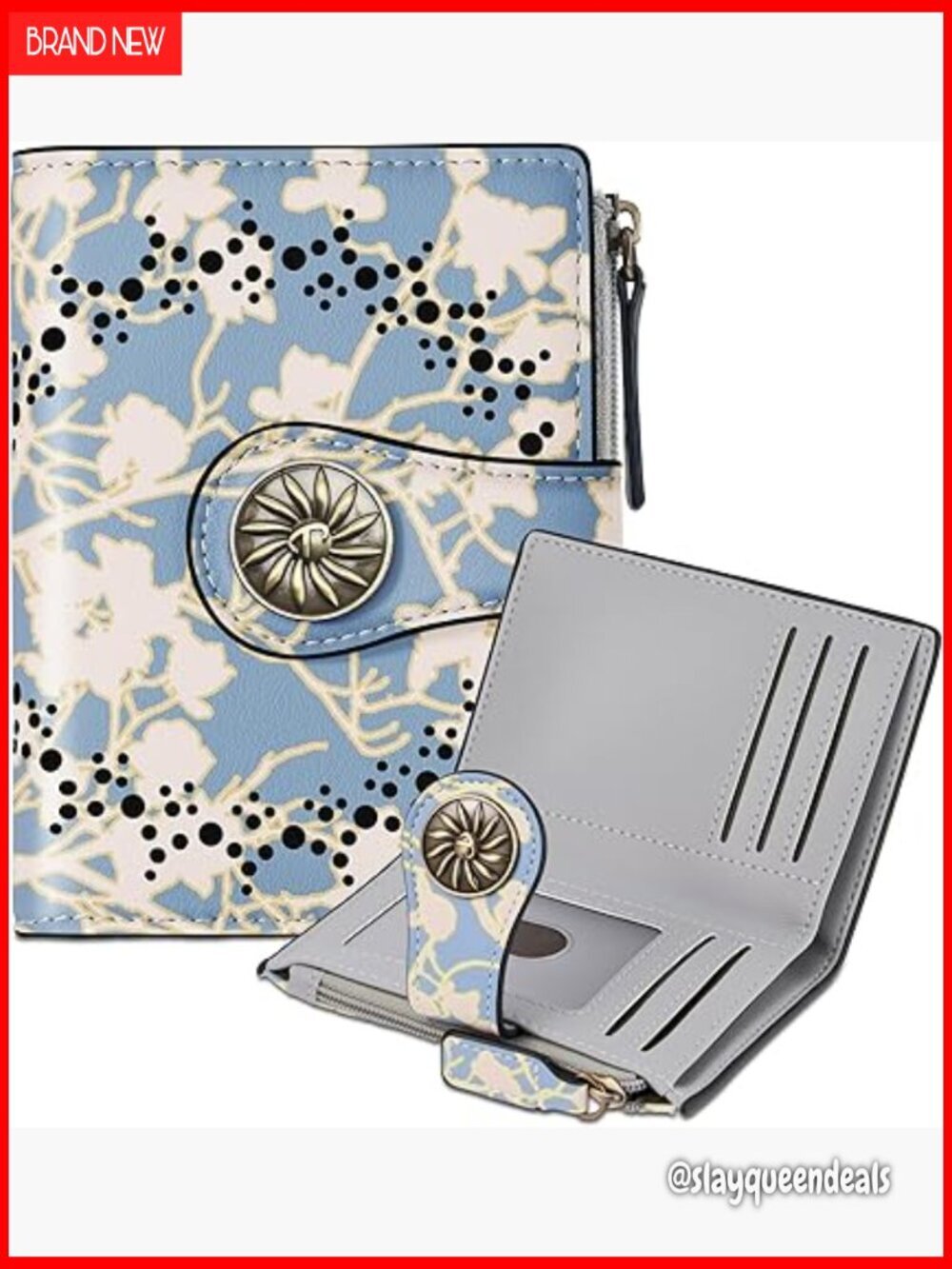 Small Leather Bifold Wallet with RFID Blocking and Zipper Coin Pocket